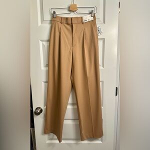 Uniqlo Pleated Wide Leg Pants- tan/beige